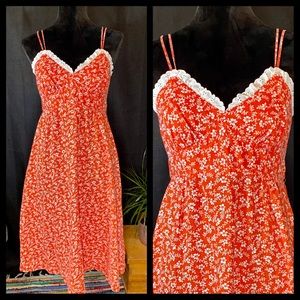 Vintage 1960s Sundress Liberty House By Nalii Honolulu Orange  Prairie Dress